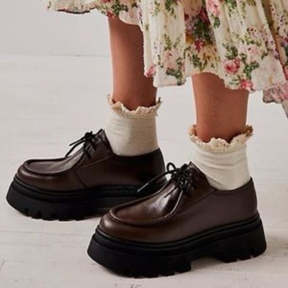 ALOHAS Tycoon Leather Chunky Loafers Brown Free People Brown Sz EU41/US 10-10.5 - Picture 3 of 12